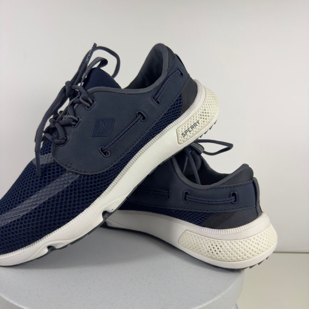Sperry 7 Seas 3-Eye Boat Shoes Womens 8 Navy Blue Mesh Water Sneaker STS87583